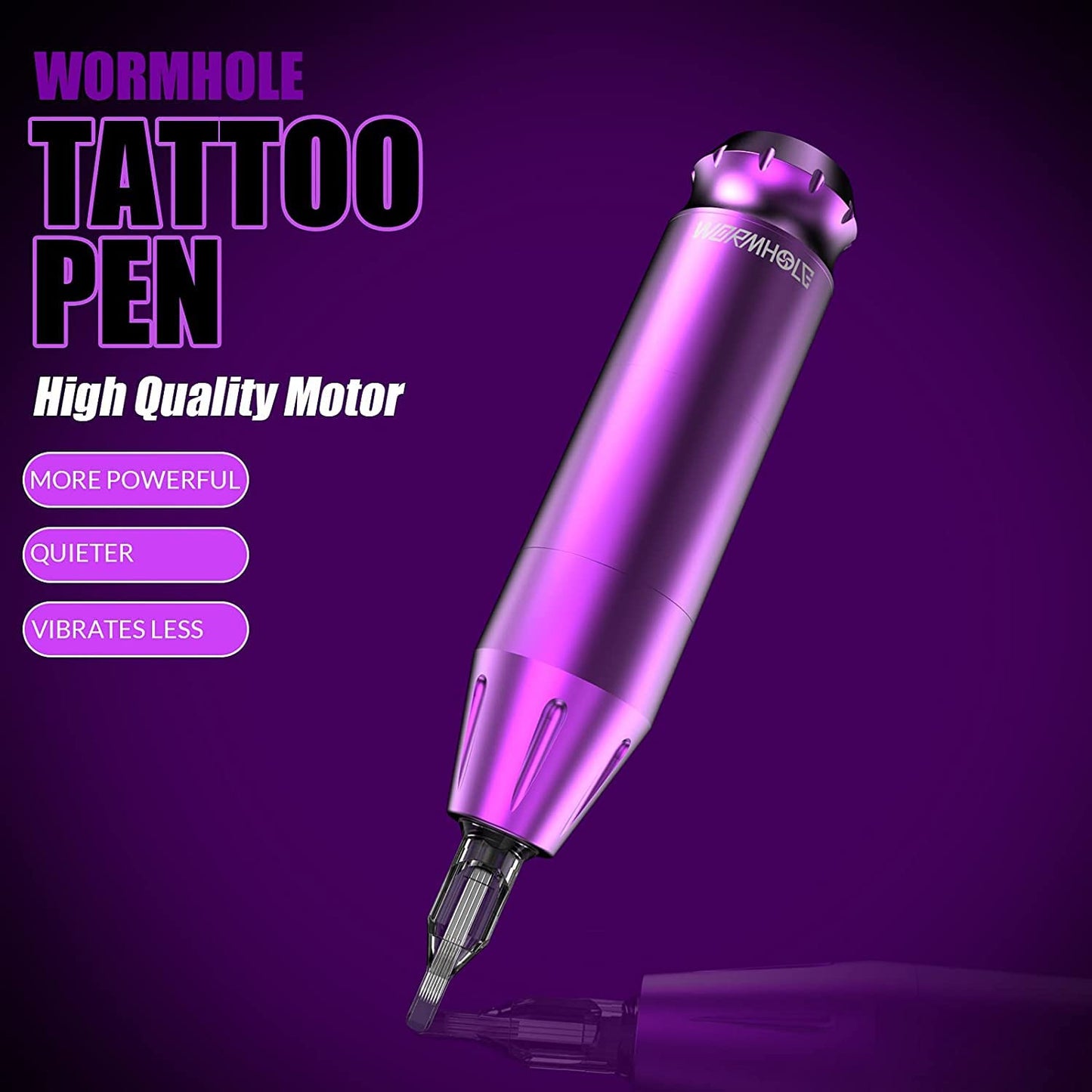 Tattoo Kit, Wormhole Tattoo Practice Pen Kit/Rotary Tattoo Machine Pen for Beginners 10pcs Tattoo Cartridges Needles 5 Tattoo Ink, Professional Complete Tattoo Kit TK602