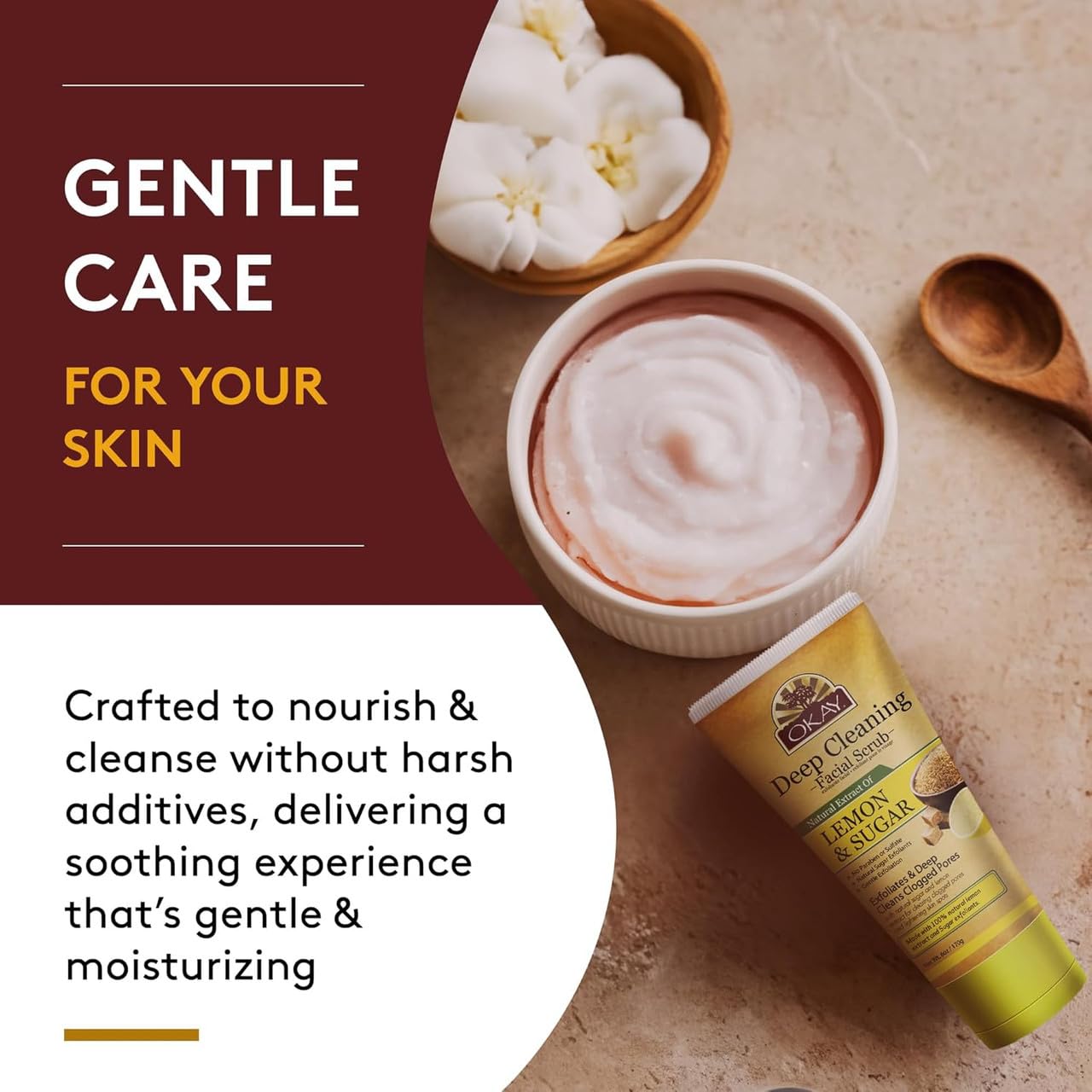 OKAY Oil Control Facial Scrub Exfoliator - Exfoliating Face Wash, Face Scrub for Women and Men, Moisturizing and Brightening, Leaves Skin Smooth and Clean, Paraben Free - Lemon, 6 Oz (Pack of 1)