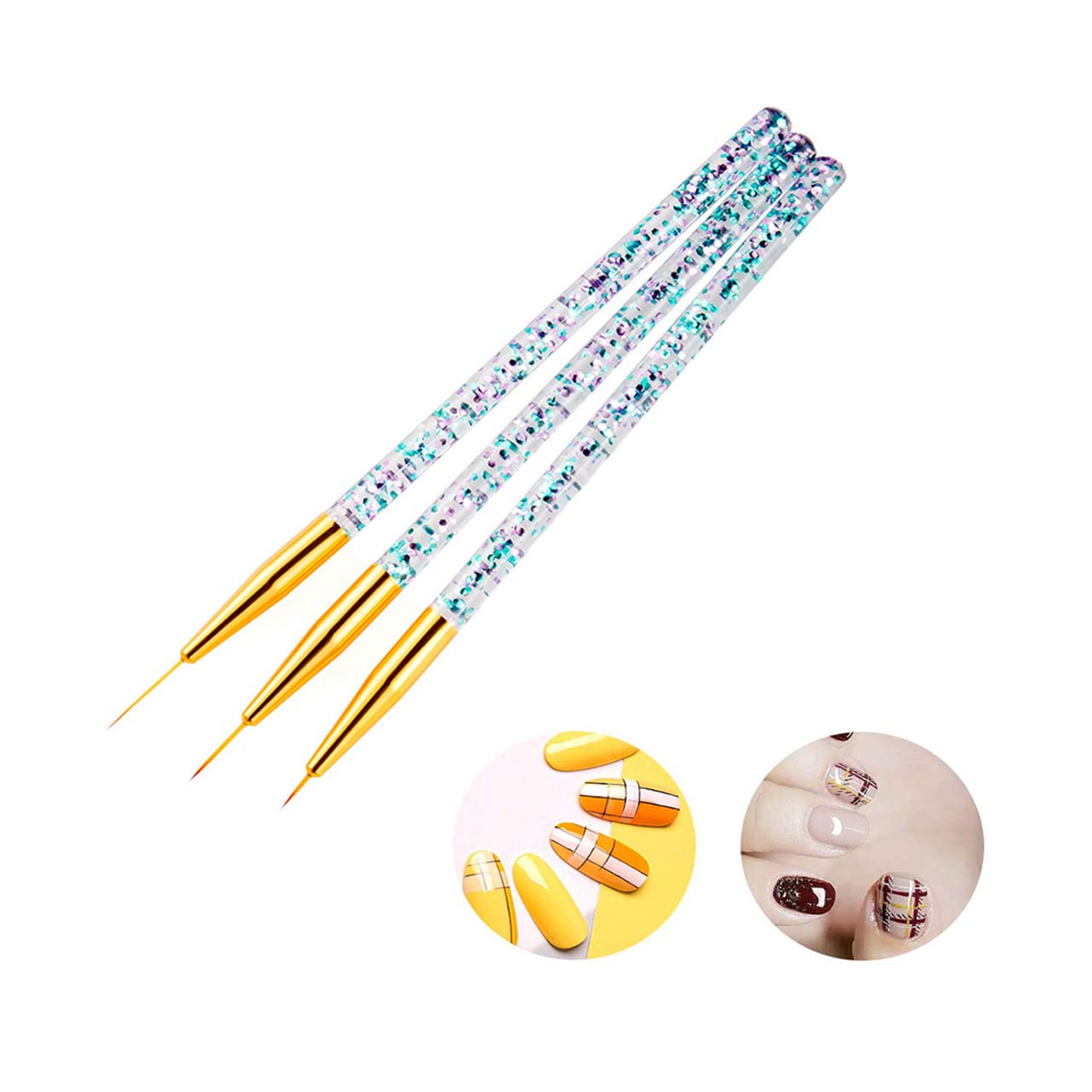 LWBTOSEE 2pc Nail Ombre Brush Nail Art Painting Pen Brush UV Gel Polish Gradient Color Rhinestone Crystal Acrylic Nail Drawing Pen