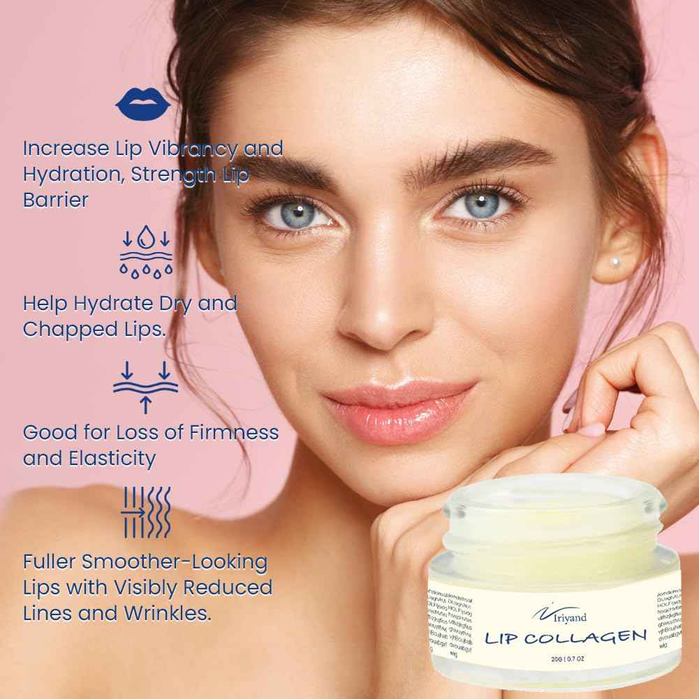 Deep Collagen Lip Sleeping Mask: Lip Mask for lip plump with Hyaluronic Acid - Overnight Butter Balm - Moisturizer for Very Dry Lips 15g