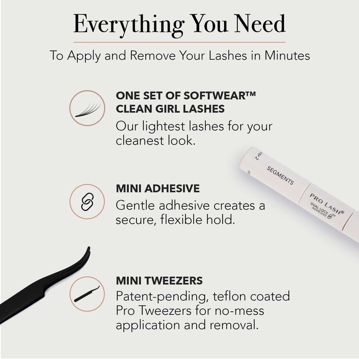 Pro Lash SoftWear Clean Girl Mini Lash Clusters Kit - Natural-Looking, Lightweight Lashes - 7-Day Cluster Eyelash Extensions - False Eyelashes Plus Adhesive and Tweezers - Original No. 35