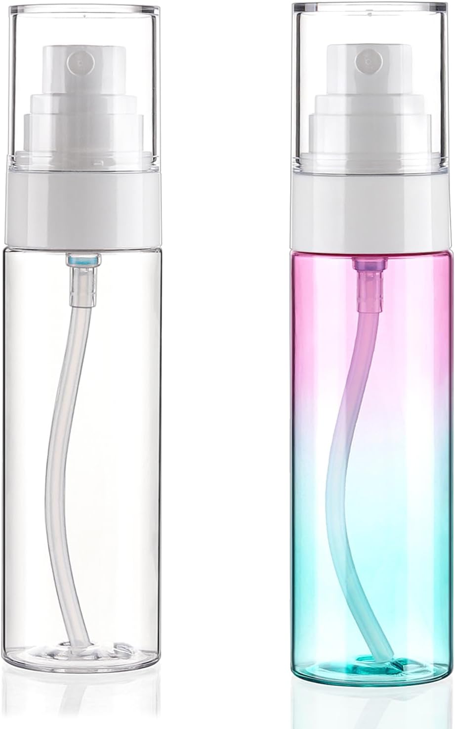 Fine Mist Spray Bottle Plastic Spray Bottles 3.4oz/100ml 2Pack Makeup Setting Spray Bottle TSA Approved Empty Cosmetic Refillable Travel Bottle Containers Sprayer for Water,Perfume,Essential