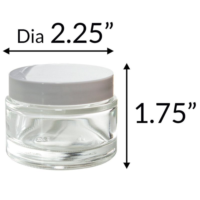 (12 pack) 2 oz Clear Glass Thick Wall Jars with White Foam Lined Smooth Lids