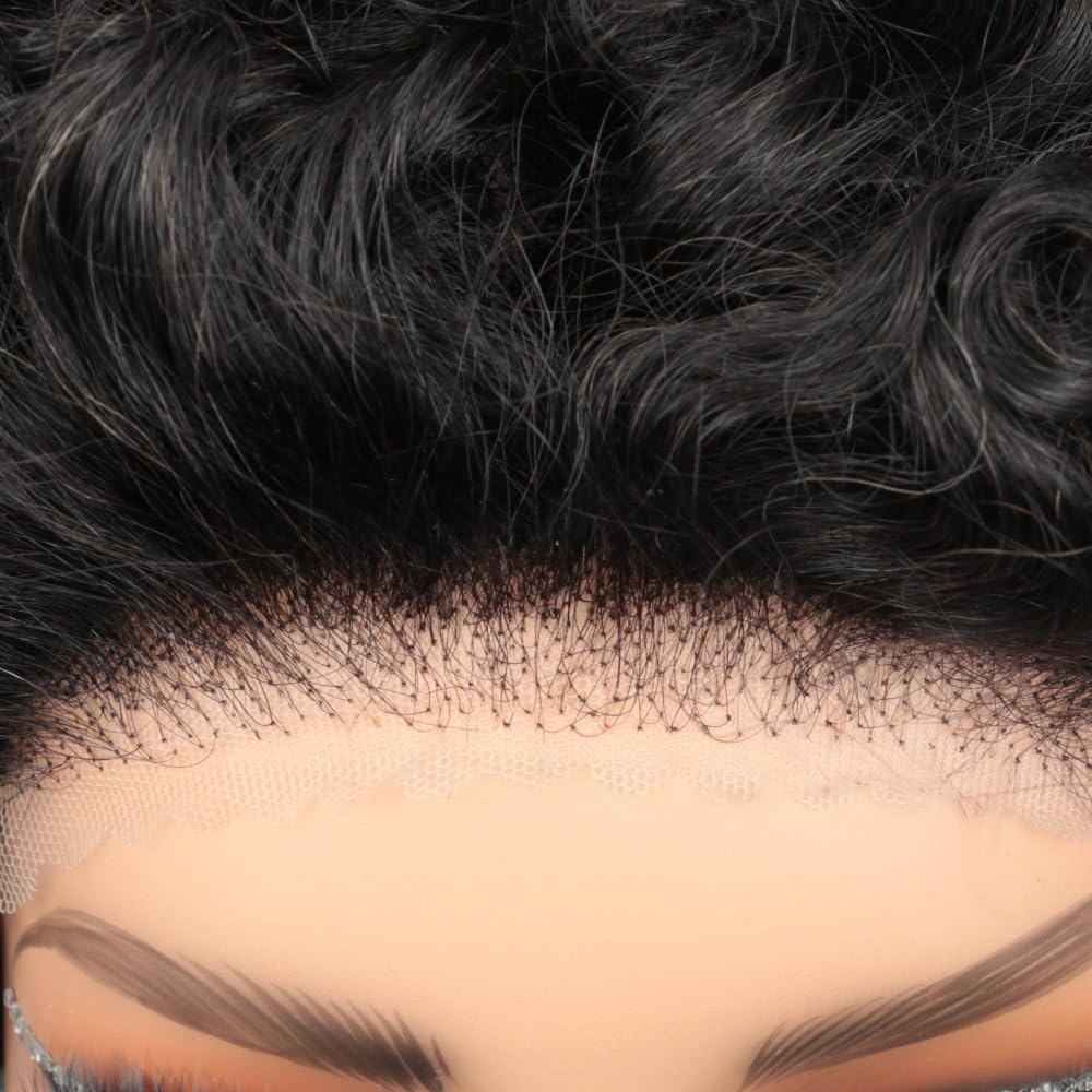 Pixie Cut Wig Human Hair Short Pixie Wigs for Black Women 5x5 HD Lace Closure Glueless Wigs Human Hair Pre Plucked Pre Cut 8 Inches Short Curly BOB Wig Human Hair (Natural Black)