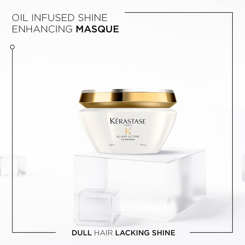 Kérastase Elixir Ultime, Oil-infused Lightweight Shine Conditioning Treatment, For Dull Hair, With Five Precious Oils, Masque Elixir Ultime