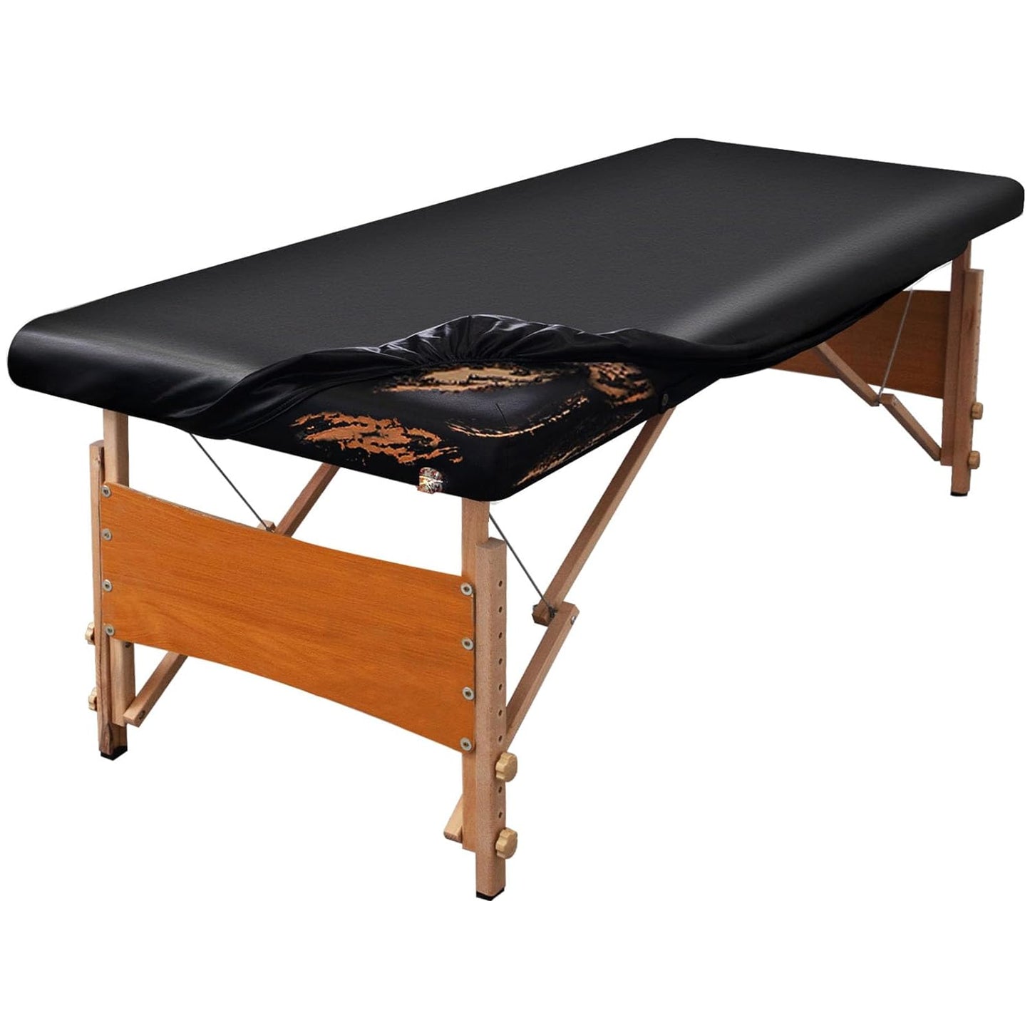 Leather Massage Table Cover - Wipeable Fitted Protector for Spa & Massage Beds | Fits 28-32" Wide - Black