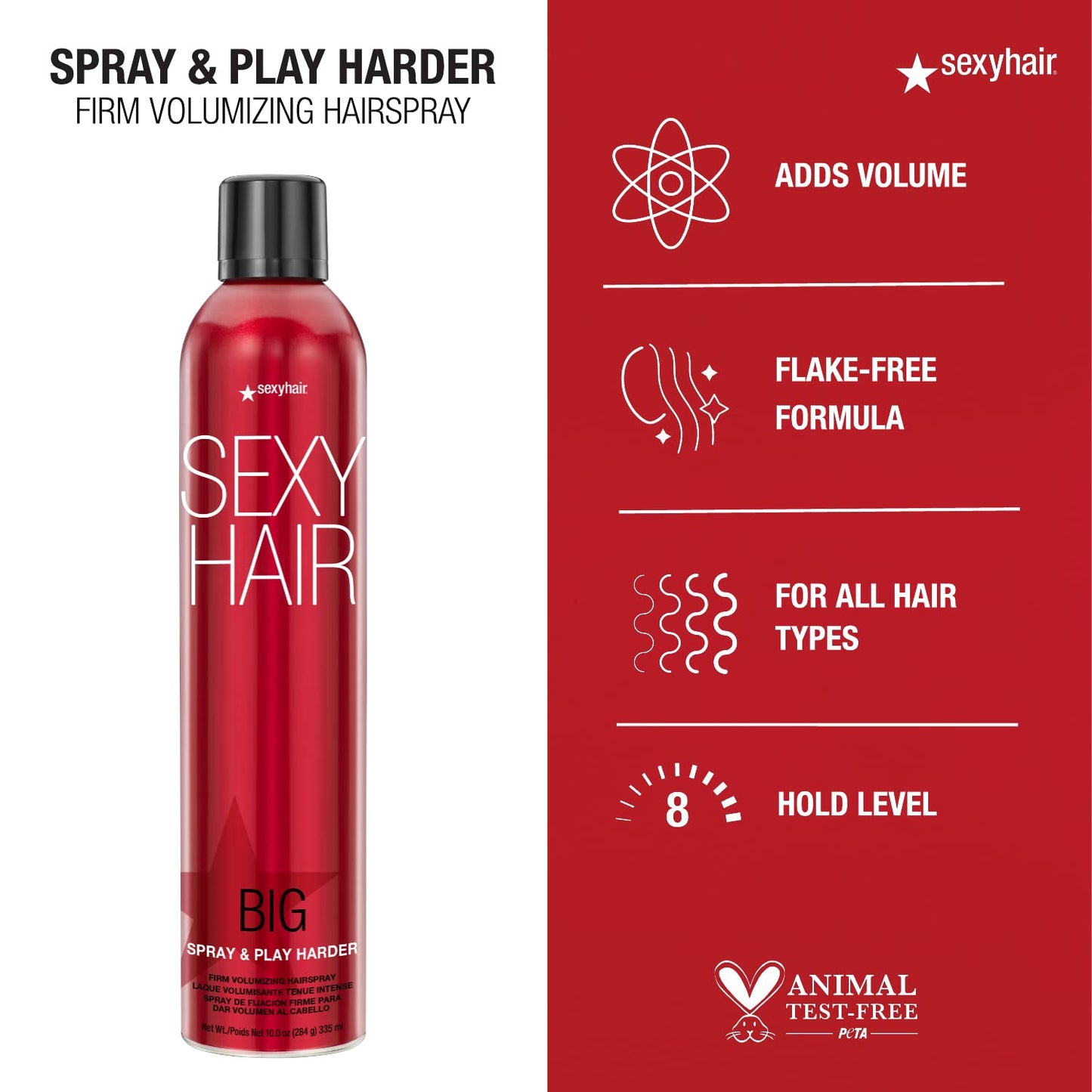 SexyHair Big Spray & Play Harder Firm Volumizing Hairspray, Twin Pack| All Day Hold and Shine | Up to 72 Hour Humidity Resistance.