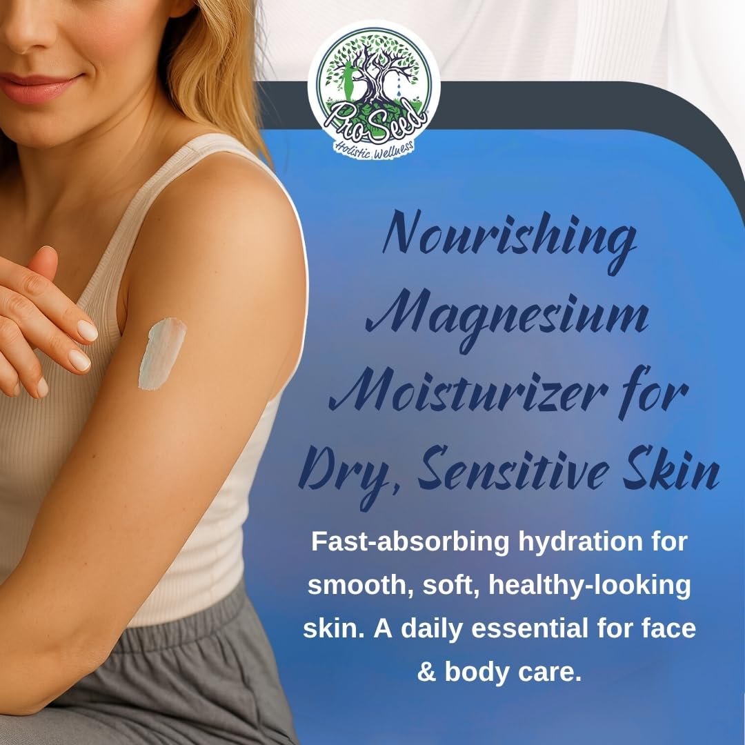 ProSeed Magnesium Lotion with Methylene Blue – Hydrating Face & Body Moisturizer with Yarrow, Turmeric, Chamomile & Vitamin E – Fast-Absorbing Cream for Dry Skin, Family-Friendly, 2 oz