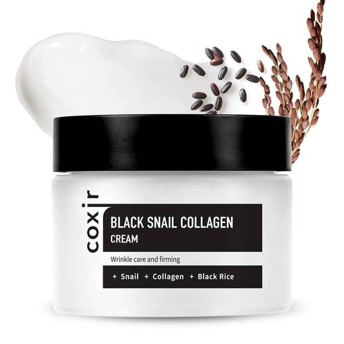 coxir BLACK SNAIL COLLAGEN CREAM l Snail Mucin, Collagen, Black Rice, Peptide l Moisturizing, Firming, Skin Barrier l Korean Skin Care, Moisturizer [50ml/1.69 fl.oz]