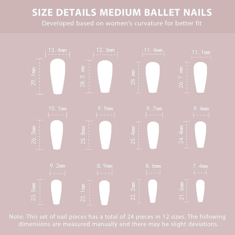 Press On Nails - 24 Pcs Long Kawaii Light Pink Gel Nails for DIY Manicure | Perfect for Girls