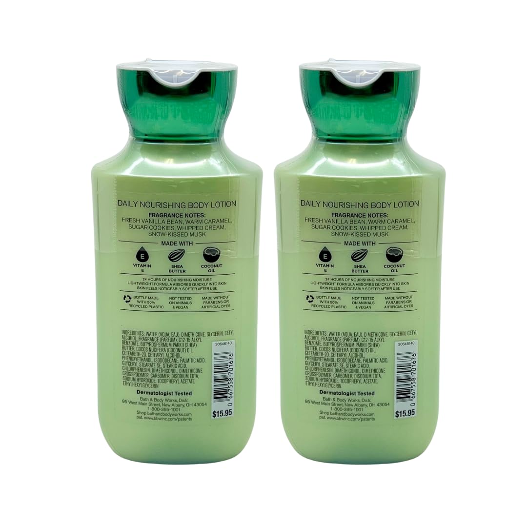 Bath & Body Works VANILLA BEAN NOEL Body Lotion Gift Set with a Blue Bow for Holiday & Gifts - Pack of 2 (2023 Edition)
