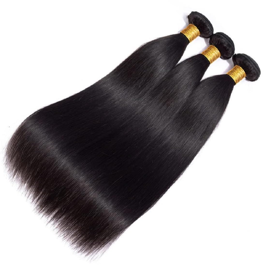 Brazilian Virgin Human Hair Bundles - 100% Unprocessed Straight Hair | 14-Inch Double Weft, Natural Black