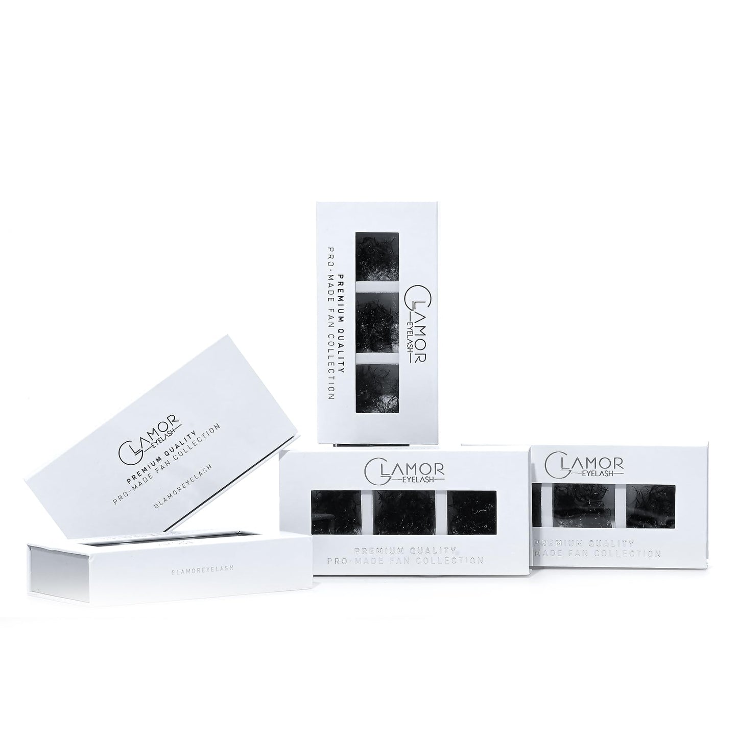 GLAMOREYELASH 750 Promade Fans Loose Mix, Natural Eyelashes Extensions 3D-16D, Handmade Individual Lashes 0.03/0.05/0.07mm Thickness, C CC D, 8-16mm Length for Fluffy Eyelash Cluster (14D-0.03-C, 15-16-17mm)