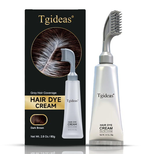 Tgideas Hair Dye Cream Comb with Natural Plant Extract, Root Touch Up Hair Color, Ammonia Free for Men & Women, Easy No Mix Gray Coverage, No Bleaching, All Types, Dark Brown, 2.8Oz, 1 Kit