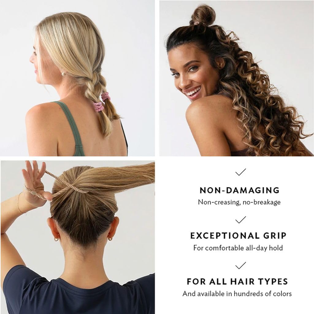 Brown and Beige Hair Ties for Thick Hair, Grab & Go Pony Tube, 15 Pack, Camelback, Thick No-Crease Bands with Strong Hold, Damage-Free Design, Warm Earthy Neutrals | L. Erickson