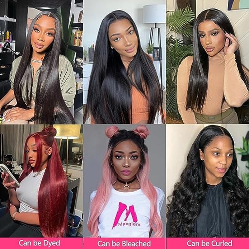 12A Straight Bundles with Frontal Human Hair 16 18 20+14 Inch Brazilian Human Hair Bundles with Frontal 100% Unprocessed Virgin Weave Hair with 13x4 HD Lace Closure