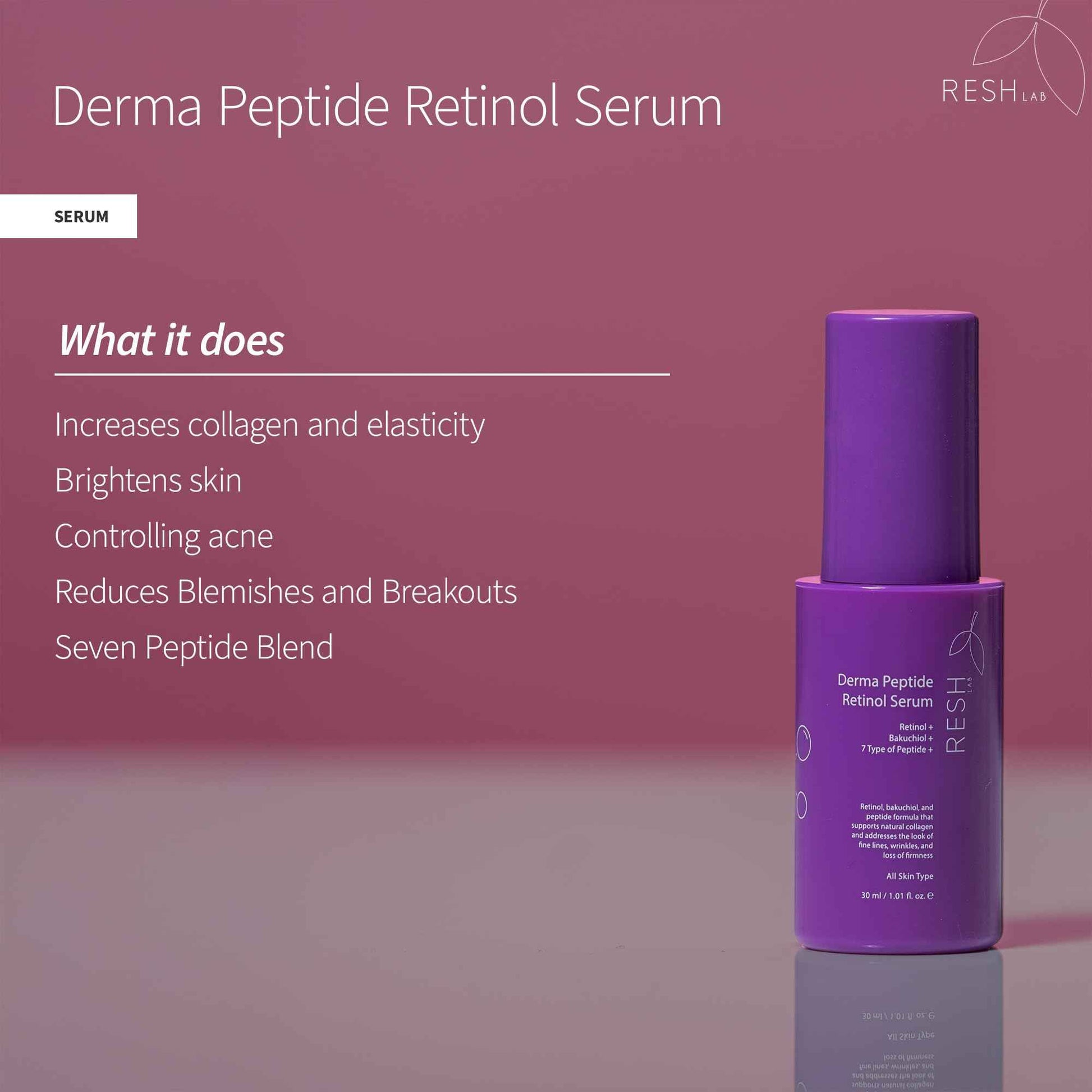 Retinol for Face – 30ml Anti-Aging with 1% Bakuchiol, 7 Peptides & Niacinamide – Hydrating Serum for Wrinkles, Fine Lines, Dark Spots & Skin Firmness