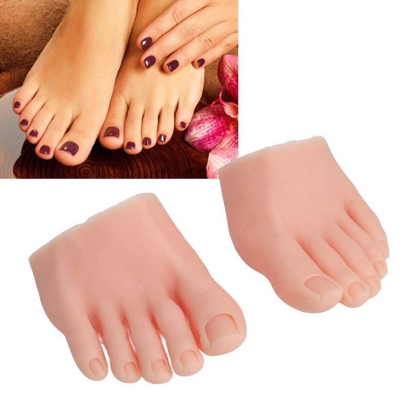 1 Pair Silicone Practice Foot, Nail Practice Training Fake Half Foot Model, Fake Foot Mode for Acrylic Nails Art Training Display Practice (Light Skin Color)