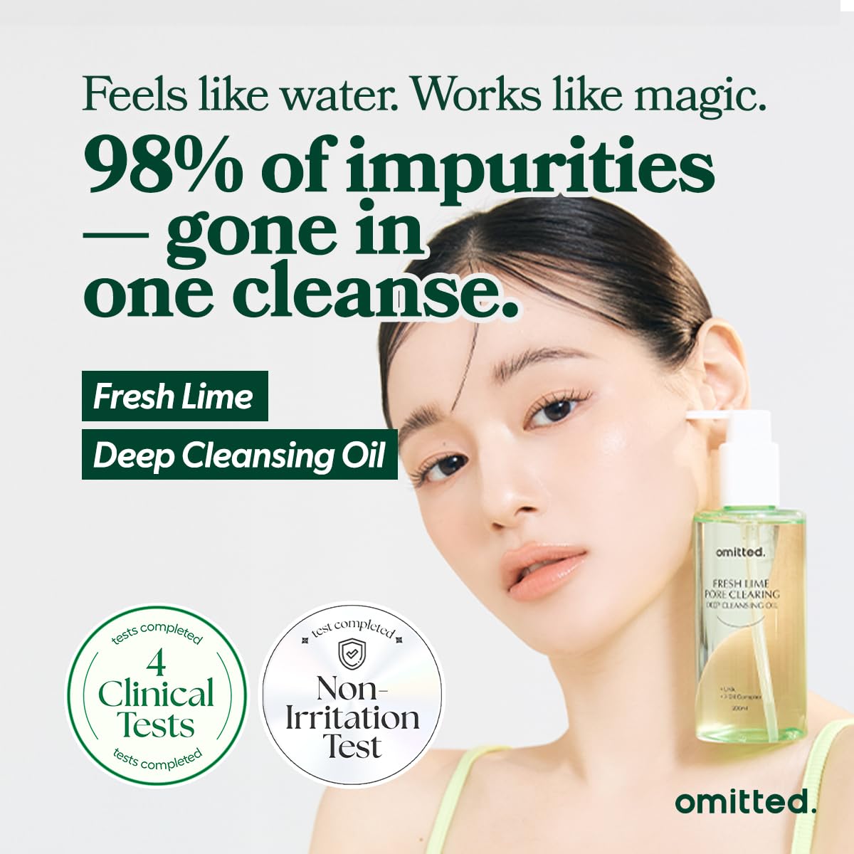 Omitted Fresh Lime Pore Clearing Deep Cleansing Oil (200ml) - Makeup Remover with LHA and Natural 7-Oil Complex, Lightweight Blackhead Cleanser, Korean Skincare, 6.76 fl. oz.