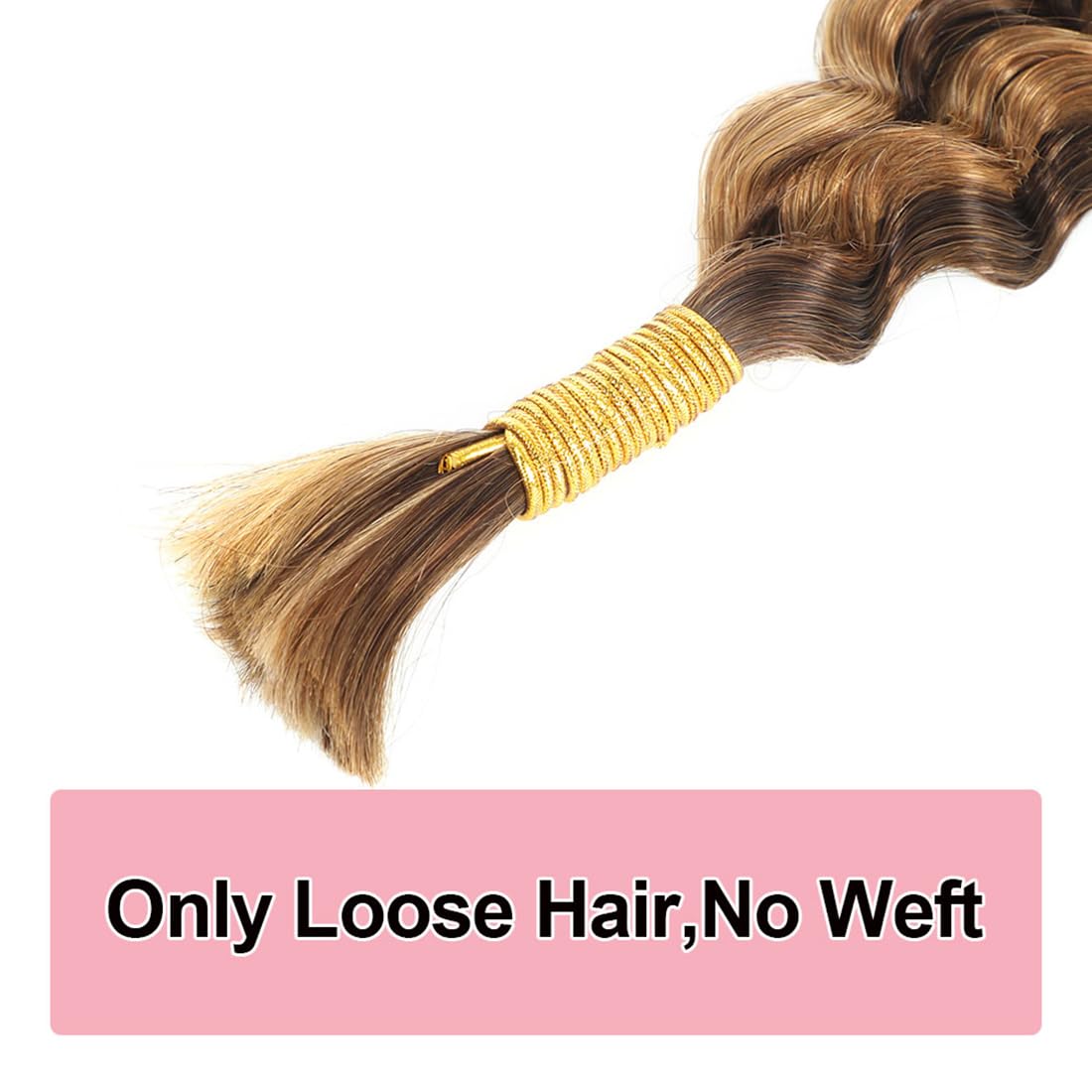 Deep Wave Bulk Bundles Human Hair for Braiding Crochet Hair for Bohemian Box Braids DSEKCAIN Highlight 100 Grams (2 of 50g)16 inch P4/27#