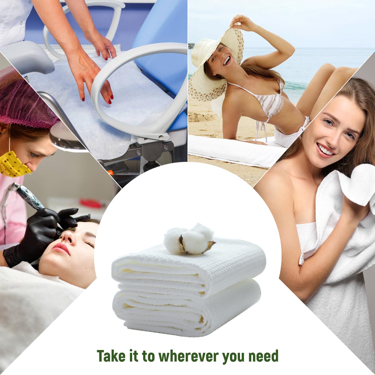 rngwaper Disposable Hair Drying Towels, 100 Count Super Absorbent Large Luxury, Salon & Spa Camping Trips for Hair, Face, Body Use（16" x 31.5"）