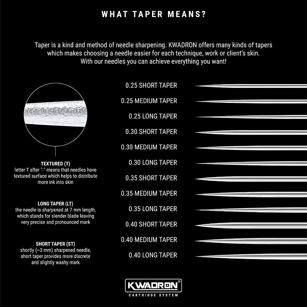 Kwadron Tattoo Needle Cartridge, Box of 20, Curved Mag Shaders #10 Long Taper - 9 Curved Mag #10 Long Taper - 30/9SEMLT