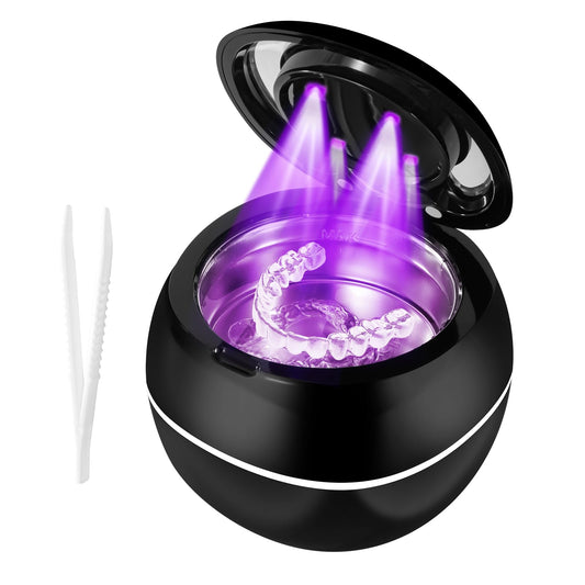 Ultrasonic Retainer Cleaner Machine - Professional 42KHz Dental Cleaning Pod for Dentures, Aligners, Night Guards & Jewelry - 180ml Sonic Cleaner
