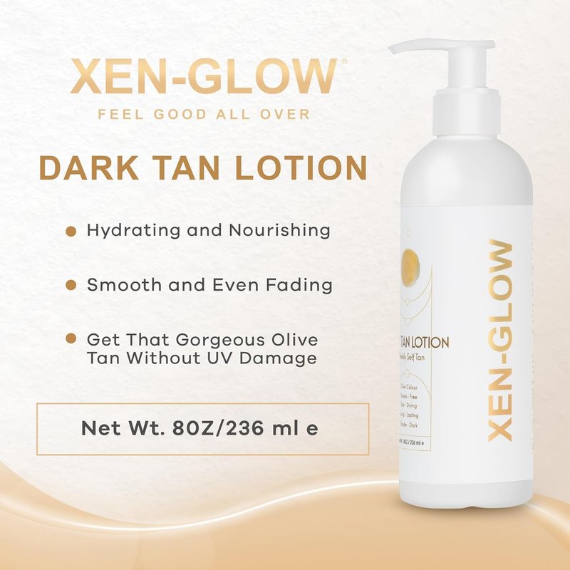 Dark Self Tanning Lotion for Face & Body - Hydrating Sunless Tanner for a Natural, Streak-Free Olive with Vitamin E, C & Aloe - Fast-Drying Dark Self Tanner for Sensitive, Fair & Pale Skin - 8 fl oz
