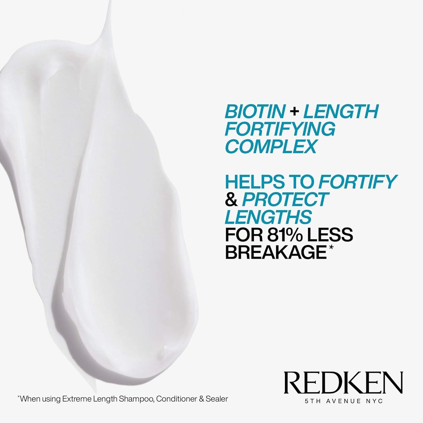 Redken Extreme Length Biotin Conditioner - Promote Healthy Hair Growth, Strengthen & Detangle Damaged Hair | 33.8 Fl Oz