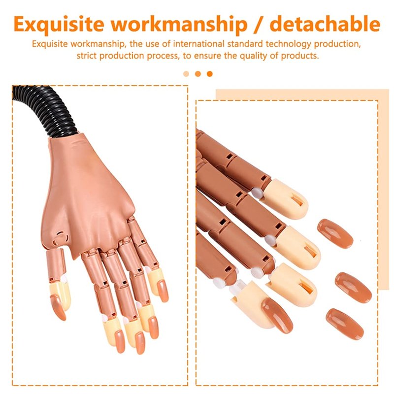 Nail Practice Hand for Acrylic Nails-Flexible Nail Training Hand Kits, Fake Mannequin Hands with False Nail Tips, Nail Files and Clipper for Nail Art Beginner