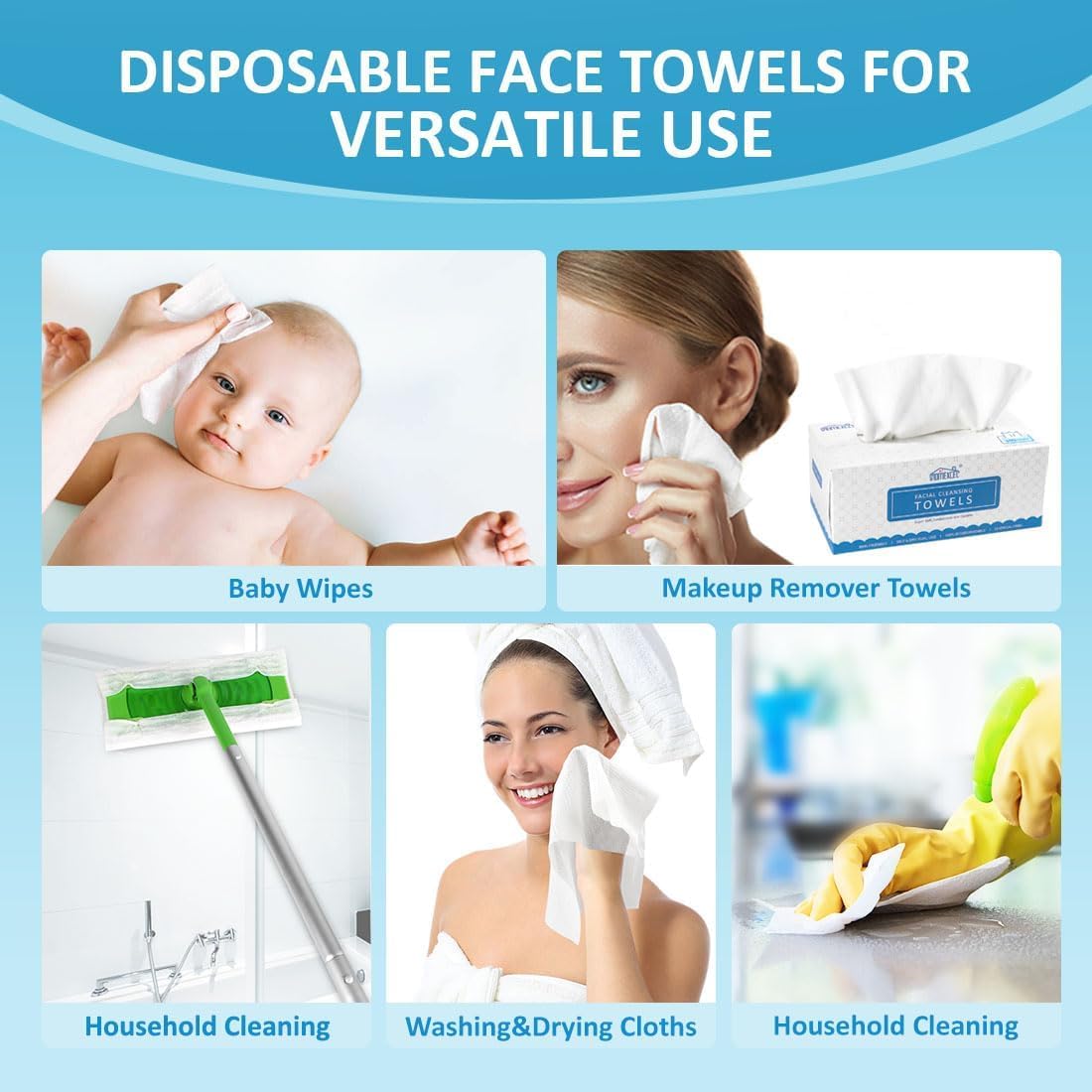 Disposable Face Towels - Biodegradable Makeup Remover Wipes | Super Soft for Sensitive Skin - 600 Count