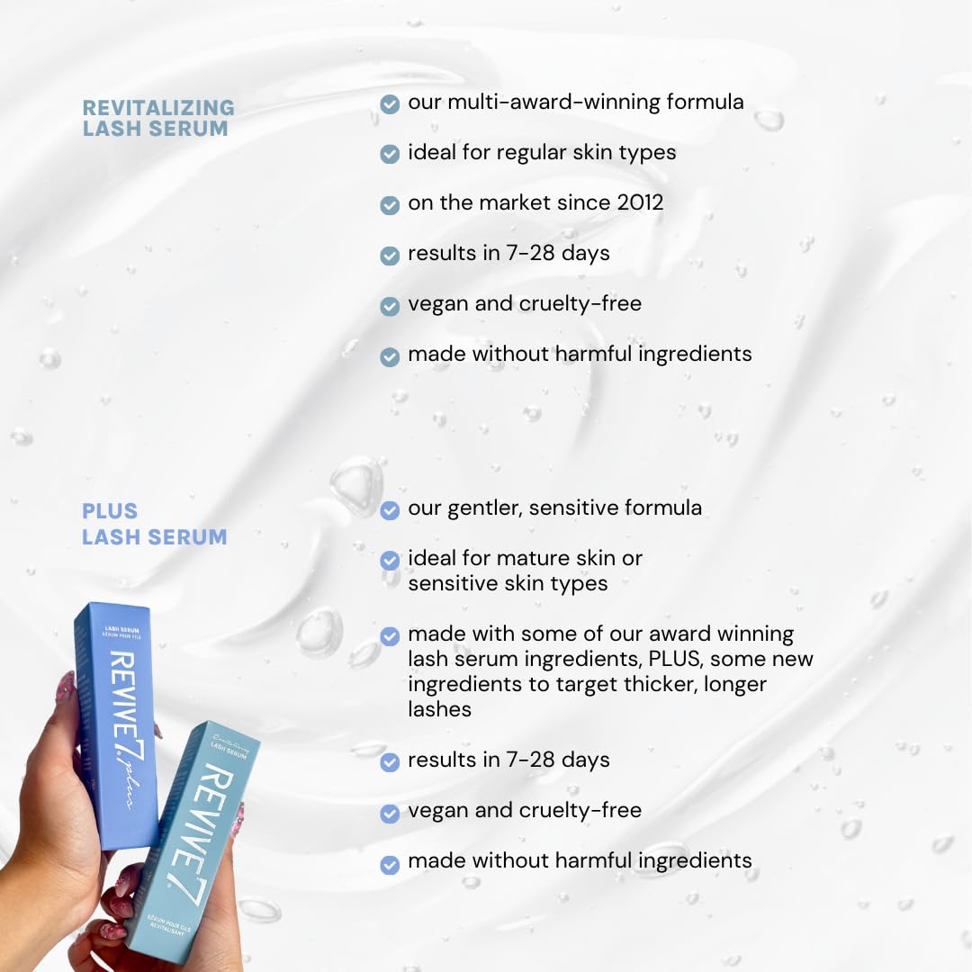Revive7 Plus Revitalizing Lash Growth Serum for Eyelash Thickness - Serum Brow Enhancer Eyebrow - Lash Enhanced Formula for Longer, Full and Thicker Natural Eyelash, Made in Canada (3 ml)