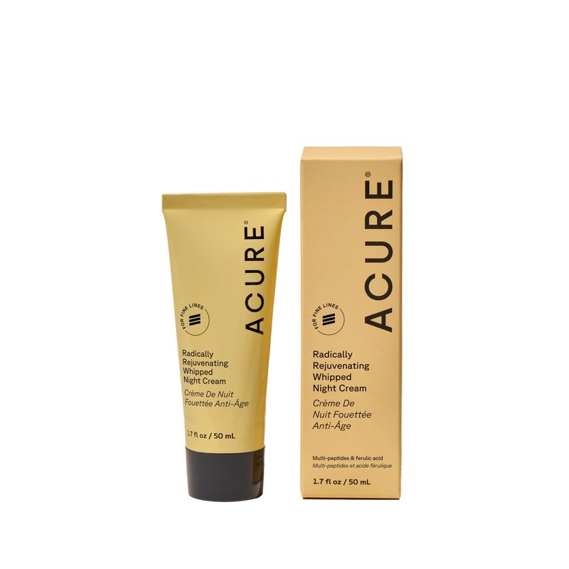 Acure Radically Rejuvenating Whipped Night Cream - Anti Aging Peptide Night Face Cream for Women & Men, Hydrating & Renewing Moisturizer for Fine Lines and Dark Spots with Vitamin C - 1.7 fl oz