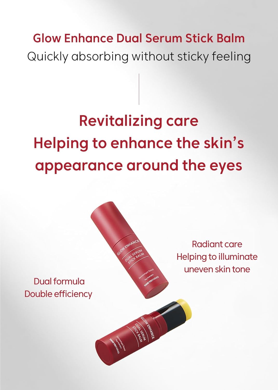 Glow Enhance Dual Serum Stick Balm - Korean Eye Cream for Fine Lines, Crows Feet | 0.35oz