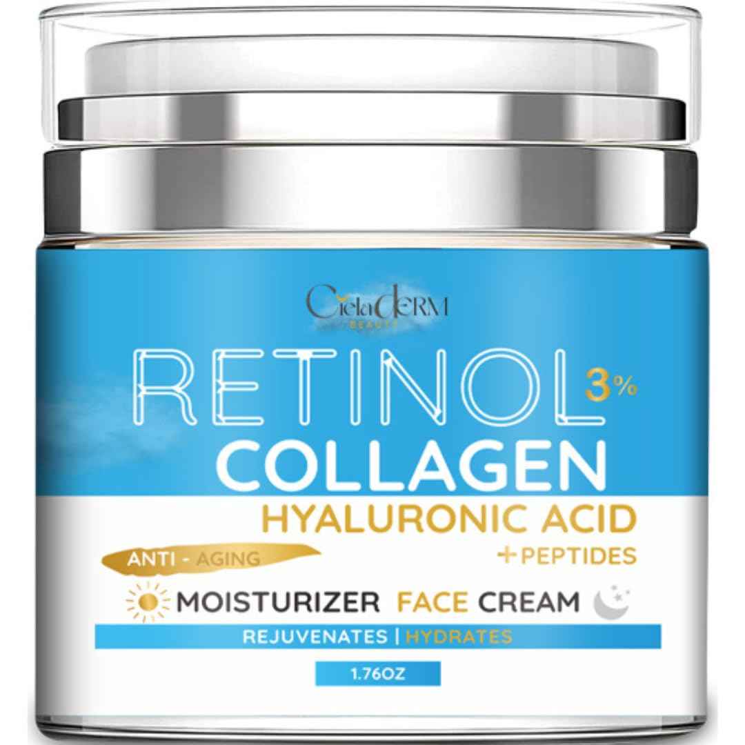 Face Moisturizer Retinol Cream with Collagen and Hyaluronic Acid | Day & Night Anti-Aging and Anti-Wrinkle Skin Barrier Hydration Cream for All Skin Types