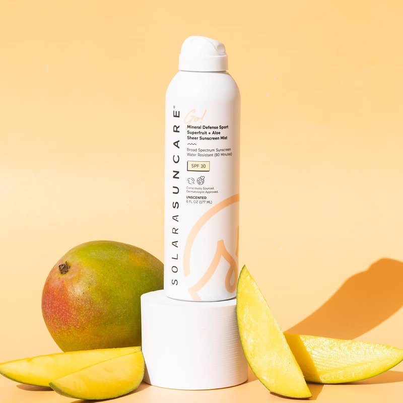 Solara Suncare - Go! Mineral Defense SPORT Superfruit Sheer Sunscreen Mist, SPF 30 | EWG Verified, Vegan, Cruelty Free, Reef friendly | Non-Aerosol, Water Resistant, All Skin Types (6 fl oz | 177 ml)