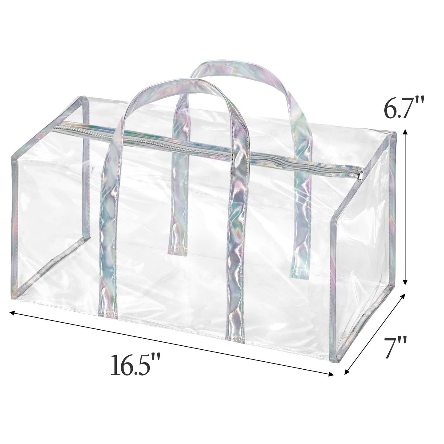 Lyellfe 2 Pack Clear Duffle Bag for Women, Heavy Duty Sports Tote Gym Bags, Large PVC Tote with Zipper, Plastic Makeup Toiletry for Gym, Travel, Beach and Picnic