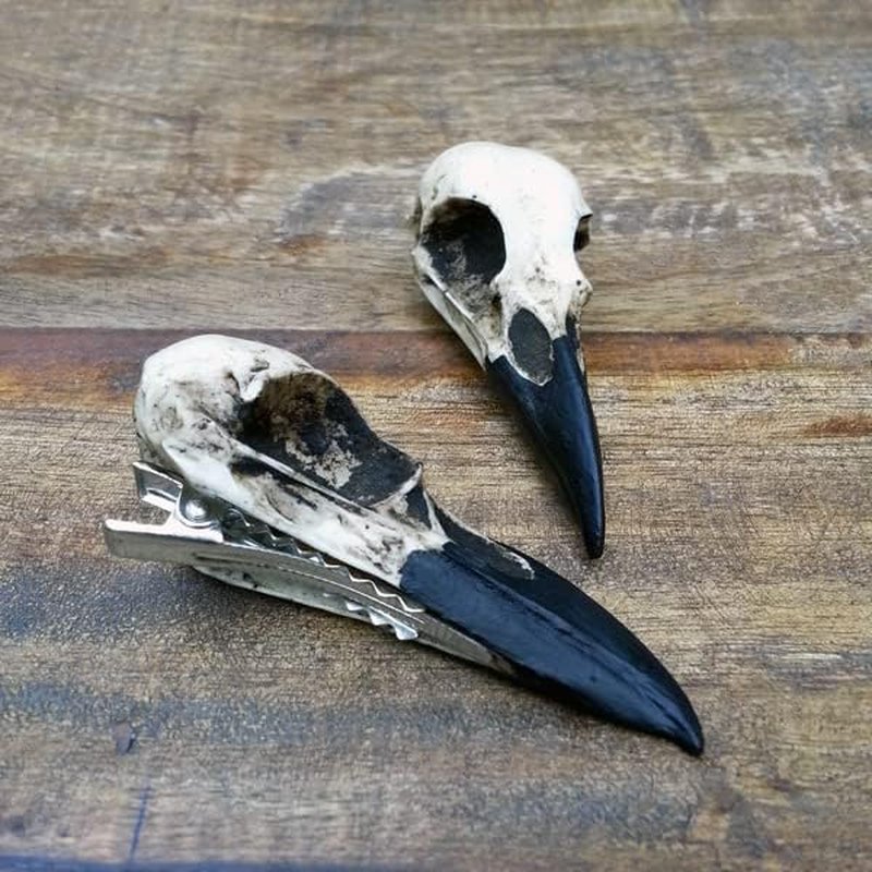 Gothic Raven Skull Hair Clip - Witchy Viking Wedding Accessory | Bridal Barrette for Unique Brides