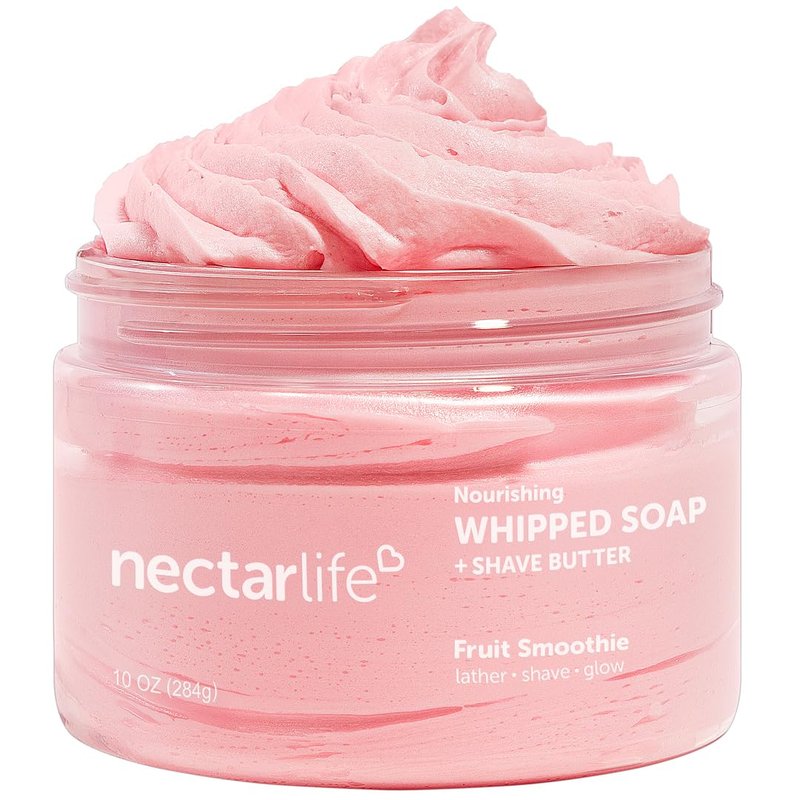 Nectar Life Whipped Soap and Shave Butter, Clean Bath Soap Non Toxic, Vegan (10 Ounce, Fruit Smoothie)