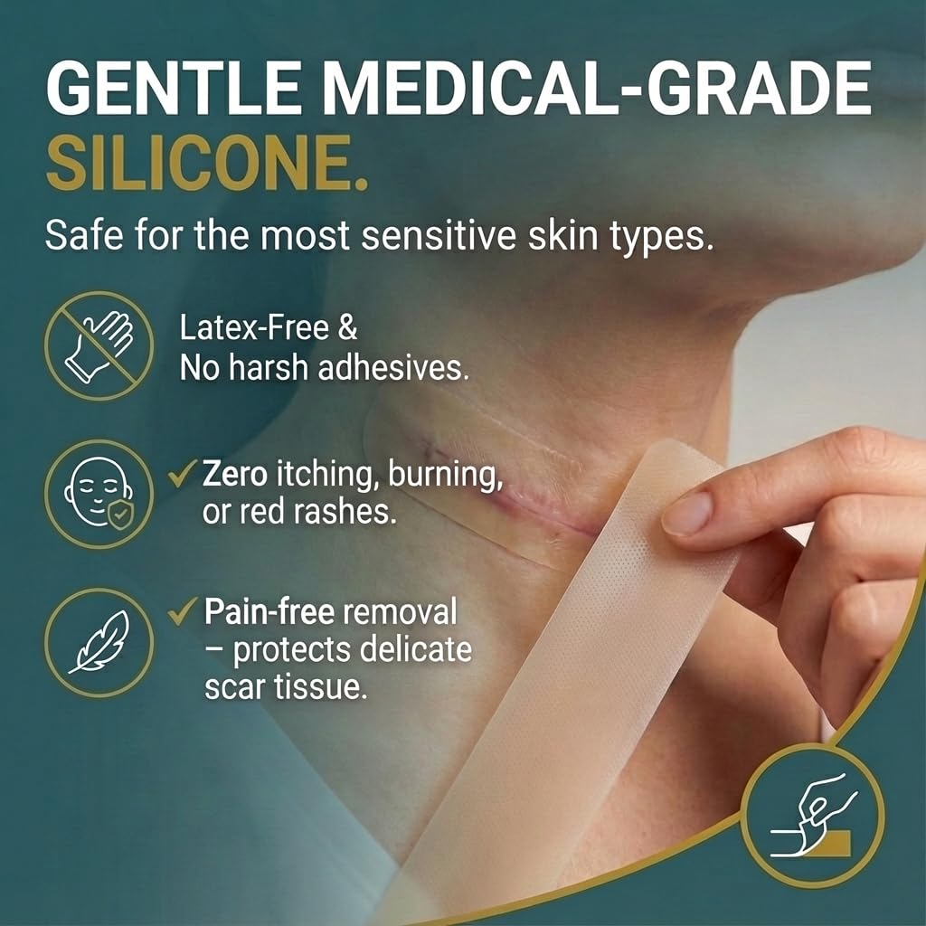 Silicone Scar Sheets, Silicone Scar Tape For Surgical Scars - Clinically Validated Technology Scar Treatment Strips For Hypertrophic, C-Section, Tummy Tuck, Keloid Scars - Reusable, Waterproof