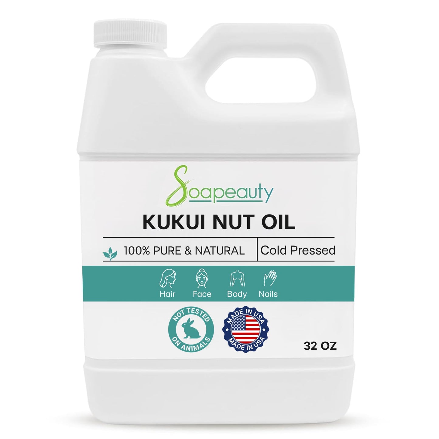 Kukui Nut Oil Cold Pressed 100% Pure Natural for Skin Hair 32 fl oz