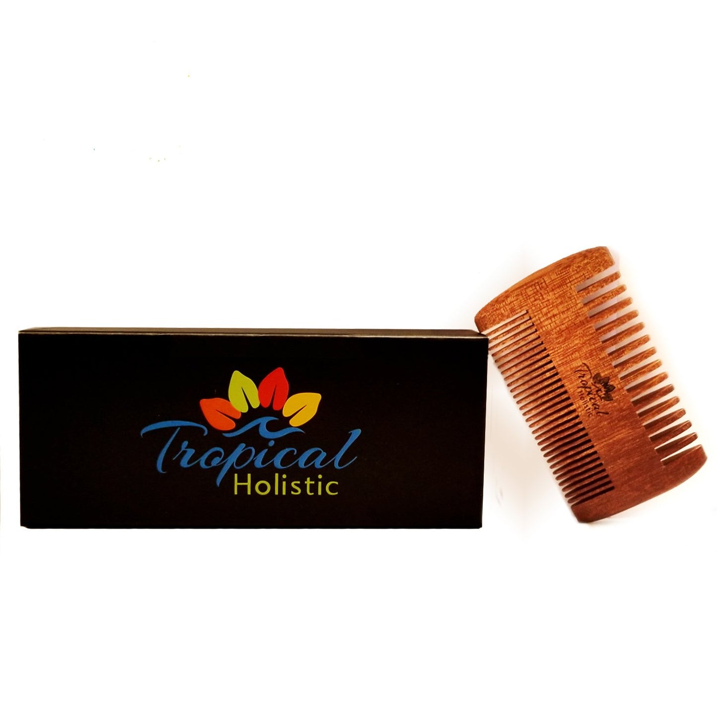 Tropical Holistic Natural Beard Grooming Kit for Men, 3-in-1 Set, Boar Bristle Brush, Handmade Wood Comb, 100% Pure Unscented Hair Treatment Oil 2 oz, Travel Bag