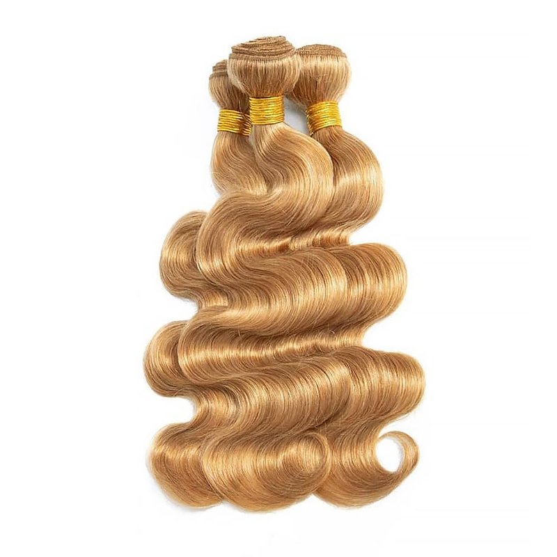 Honey Blonde Human Hair Bundles - 16, 18, 20 Inch Body Wave Extensions | 100% Unprocessed Virgin Hair #27