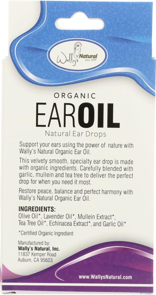 Wally's Natural Products, Organic Ear Oil with Garlic and Mullein, 1 fl oz - 2pc