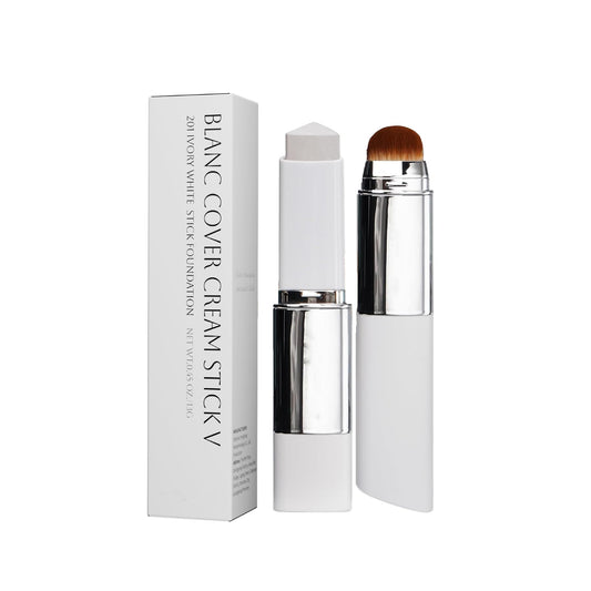Korean Color Changing Foundation Stick with Brush for Lumine Skin, 2-in-1 Waterproof & Long-Lasting Hydrating Makeup, Dual-Ended Foundation & Concealer Stick (204)