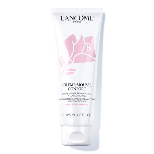 Lancôme Créme Mousse Confort Foaming Facial Cleanser | Comforting Cream Cleanser & Makeup Remover with Rosehip Oil | Gentle Hydrating Face Wash for Soft, Radiant Skin | 4.2 Fl Oz