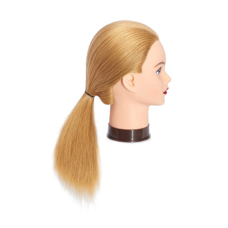 Headfix 20"-22" Hair Mannequin Head 100% Human Hair Hairdresser Practice Styling Training Head Cosmetology Manikin Doll Head With Clamp (6F1919LB0414H)