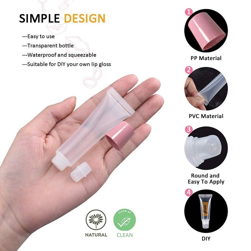 Lip Gloss Tubes - 100 Pack 10ml with 50 Pink & 50 White Caps | Perfect for DIY Beauty Projects
