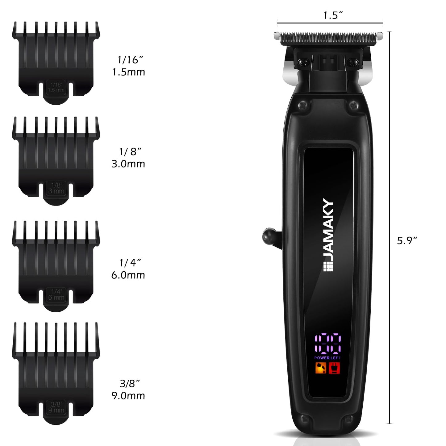 JAMAKY Professional Hair Clippers for Men - Cordless Beard Trimmer with High-Performance 390 Motor, 7000RPM, Ceramic & Carbon Steel Blades. Zero Gap for Precision Styling