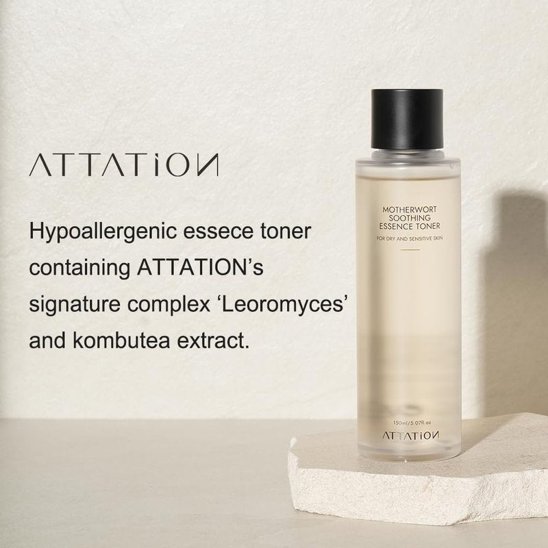 ATTATION Motherwort Soothing Essence Facial Toner, Herbal Extract, for Dry and Sensitive Skin, Vegan Korean Skincare, Refreshing, Hydrating, Purifying for Glow and Glass Skin 150ml / 5.07fl. oz.